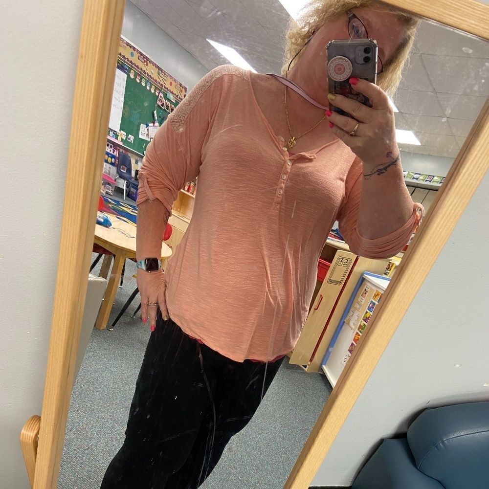 Lucky Brand XL Peach Top Lace - Picture 1 of 16